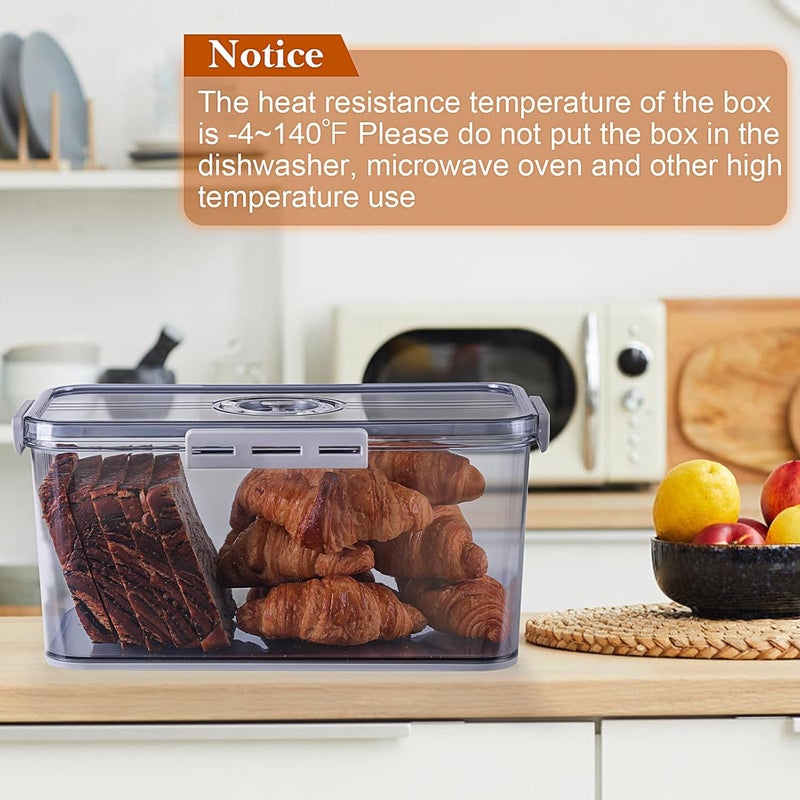 ANYPROLUS Bread Box for Homemade Bread Boxes for Kitchen Counter Airtight, Time Recording Bread Storage Container with Lid, Bread Containers Storage Airtight Loaf Bread Keeper, Grey - Image 5